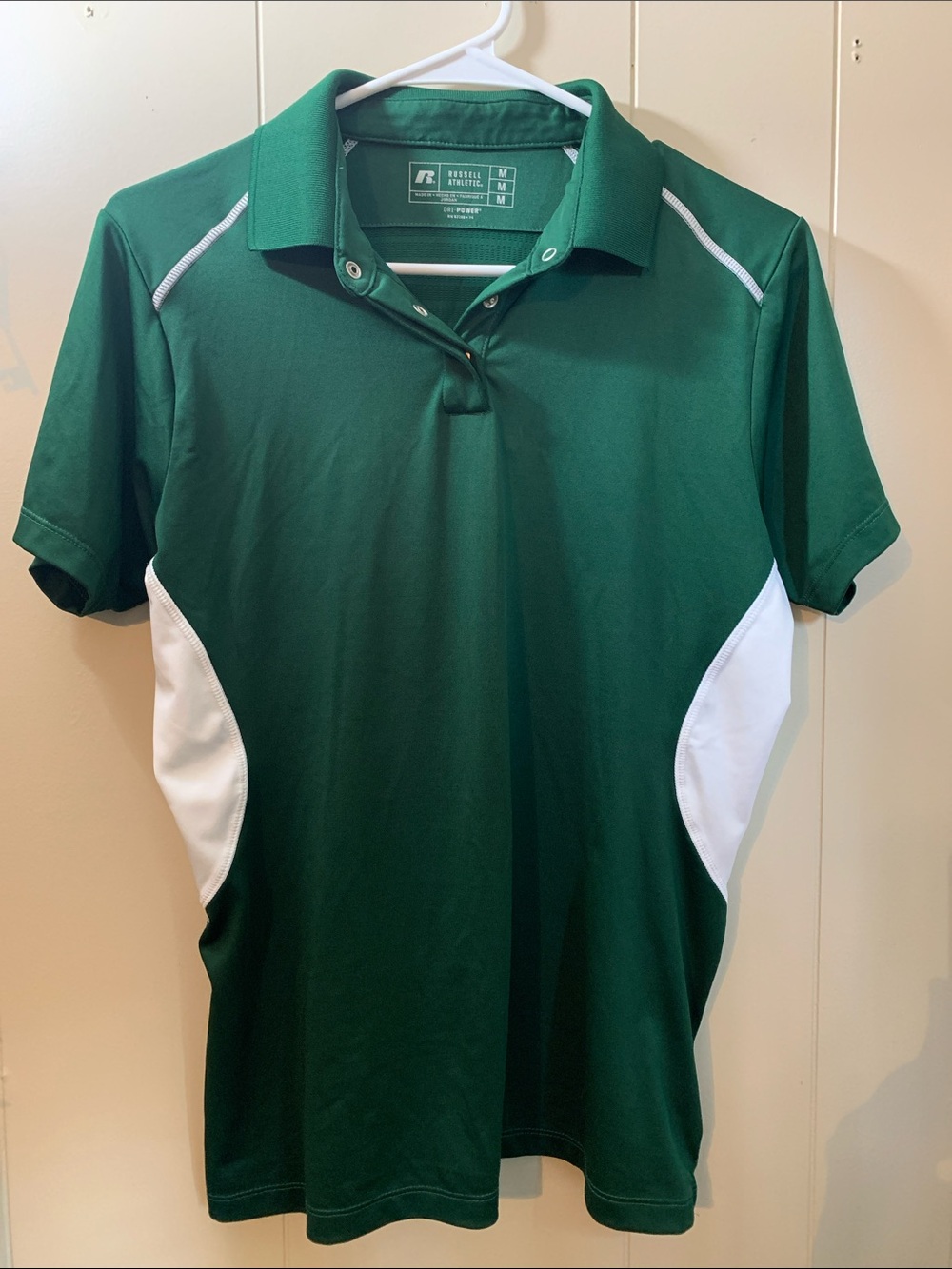 Russell Athletic Green Polo with White Side Panels